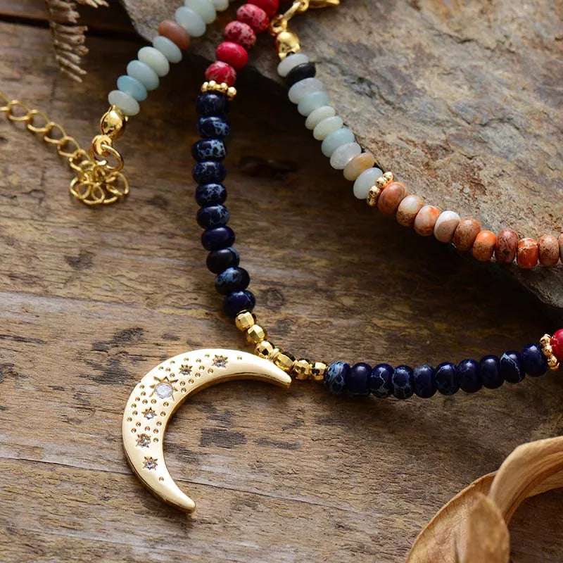 7 Chakra Moon Necklace - Bela Fils BoutiqueNecklacesBela Fils Boutique